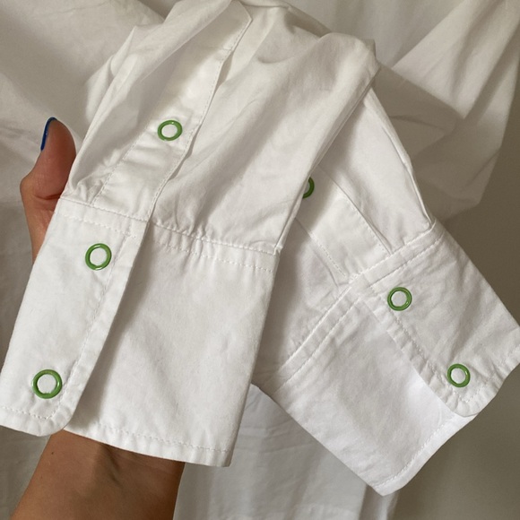 NWOT Ganni White Asymmetric Collar Shirt - Picture 7 of 12